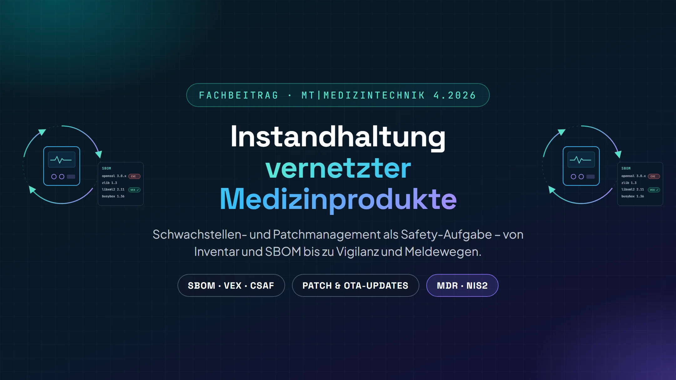 Fachbeitrag in mt|medizintechnik: Instandhaltung vernetzter Medizinprodukte
